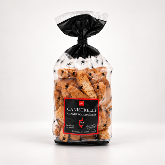 CANISTRELLI AUX ÉCLATS D'AMANDES CARAMÉLISÉES - BISCUITS CORSES 250g