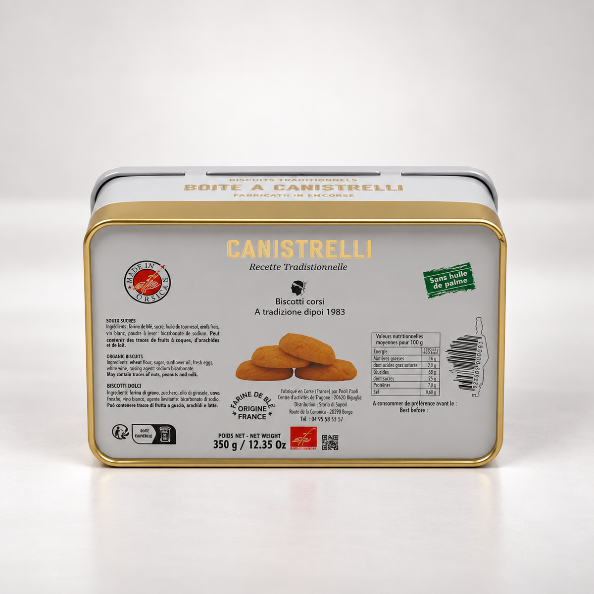"GOLD" ZUCKERDOSE - KLASSISCHE CANISTRELLI 350G