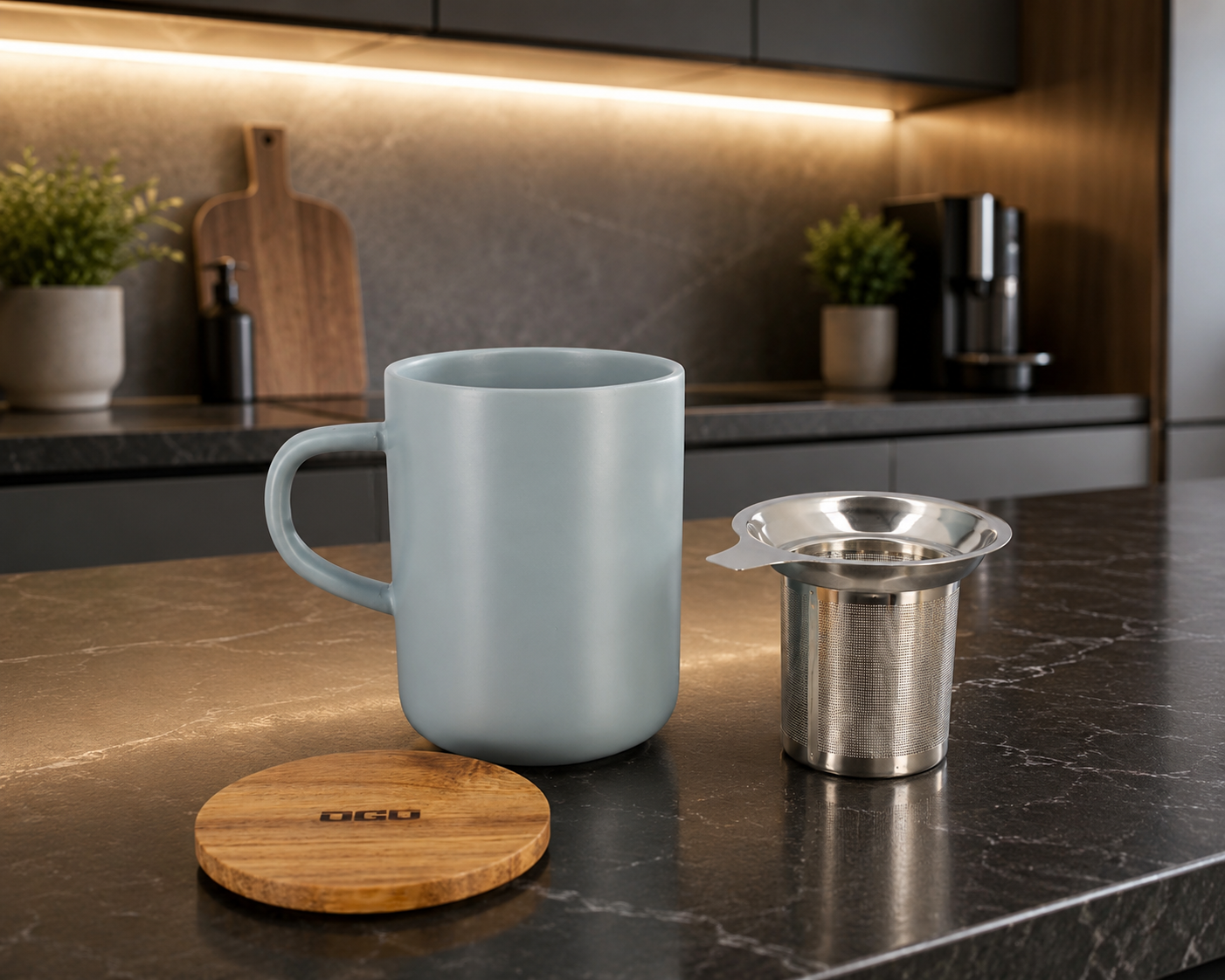 Mug infuseur Juliet Perle 475 ml – Tisanière en grès avec filtre