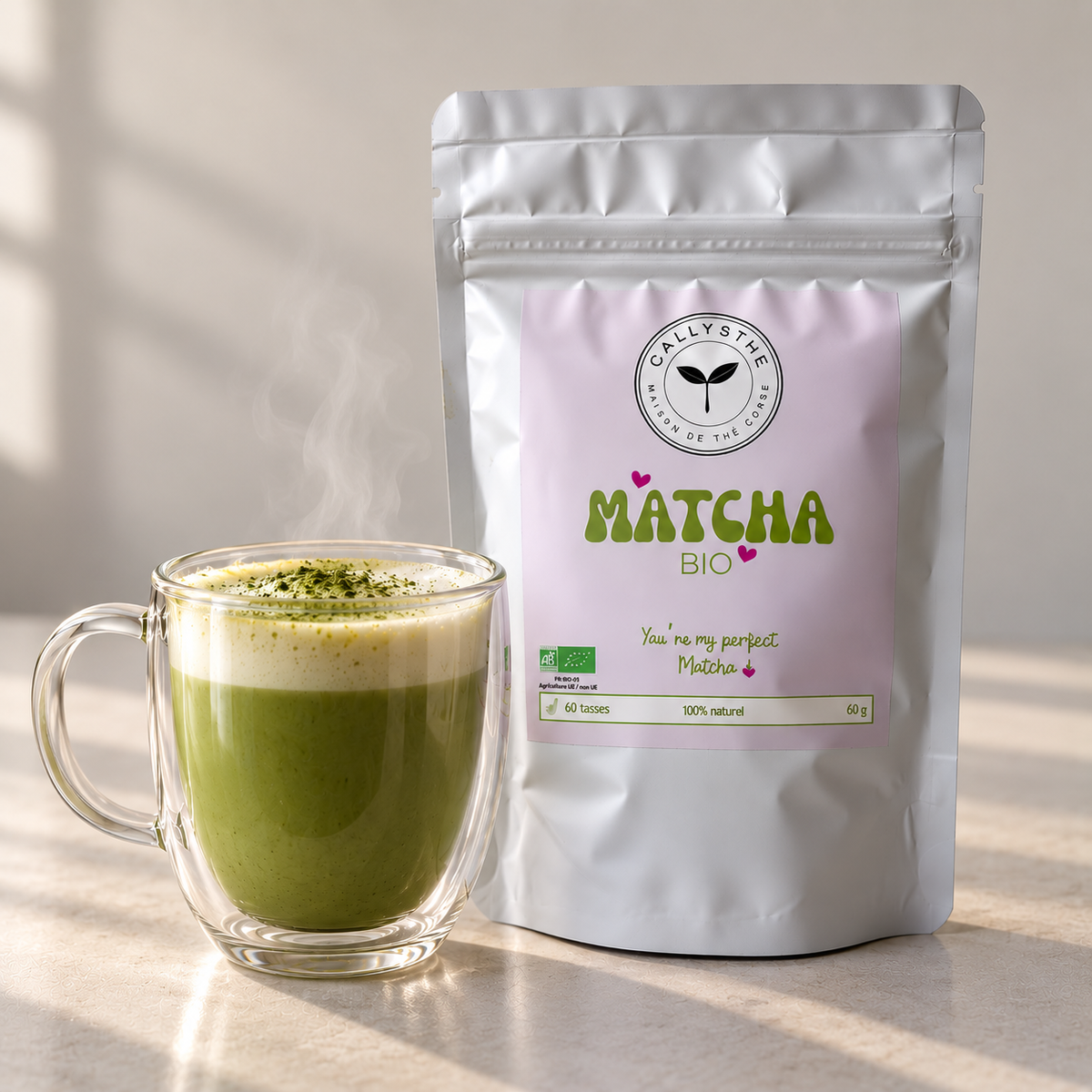 Matcha Bio en Poudre – Thé Vert Japonais Premium pour Matcha Latte (60g)