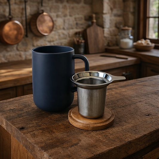 Juliet – Blaue Tasse mit Sieb, 475 ml