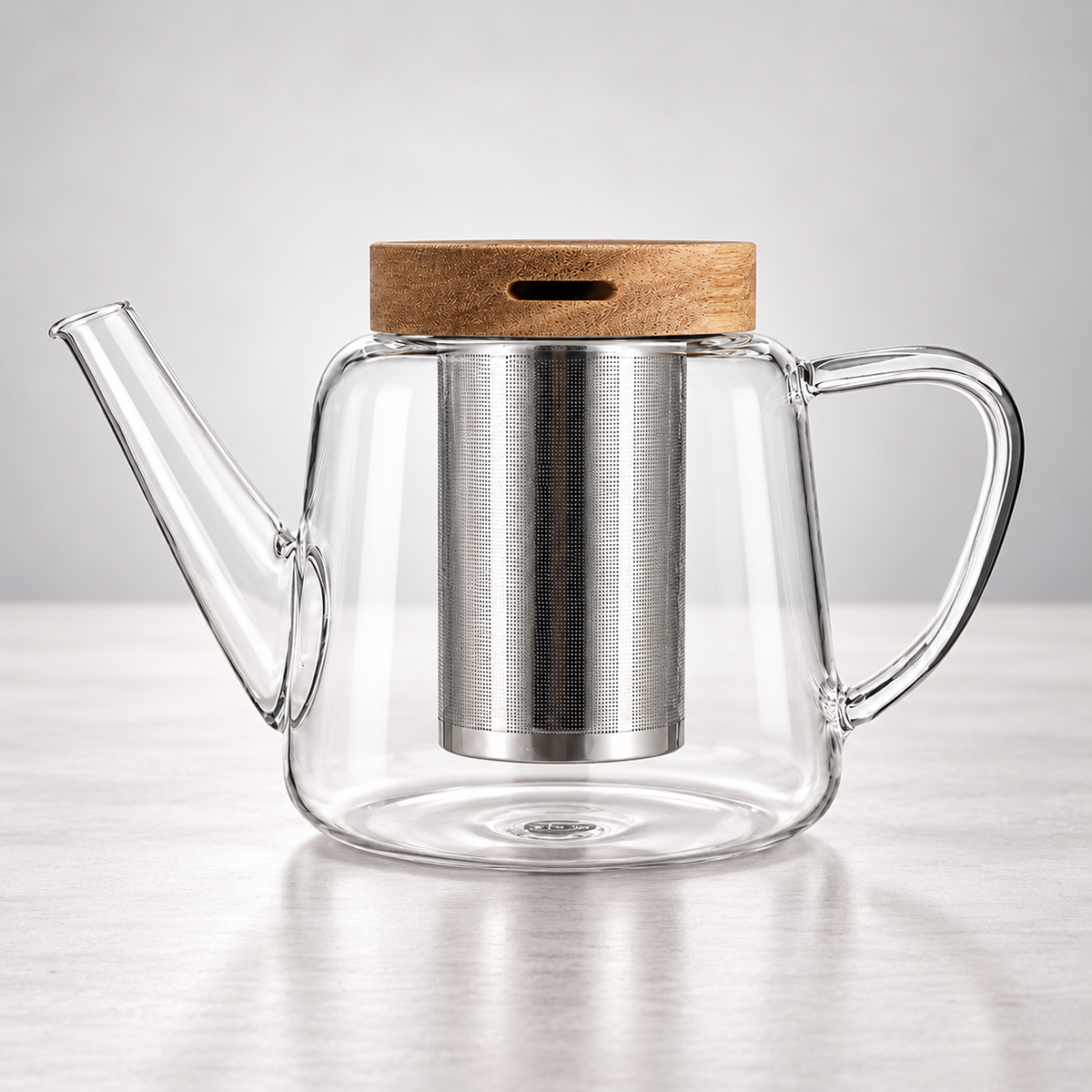 Théière en verre avec infuseur inox et couvercle bois GUSTAVE 680ml